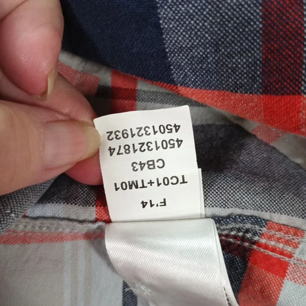 The North Face Mens XL Plaid Flannel Shirt Red Blue Gray Button Up Outdoor